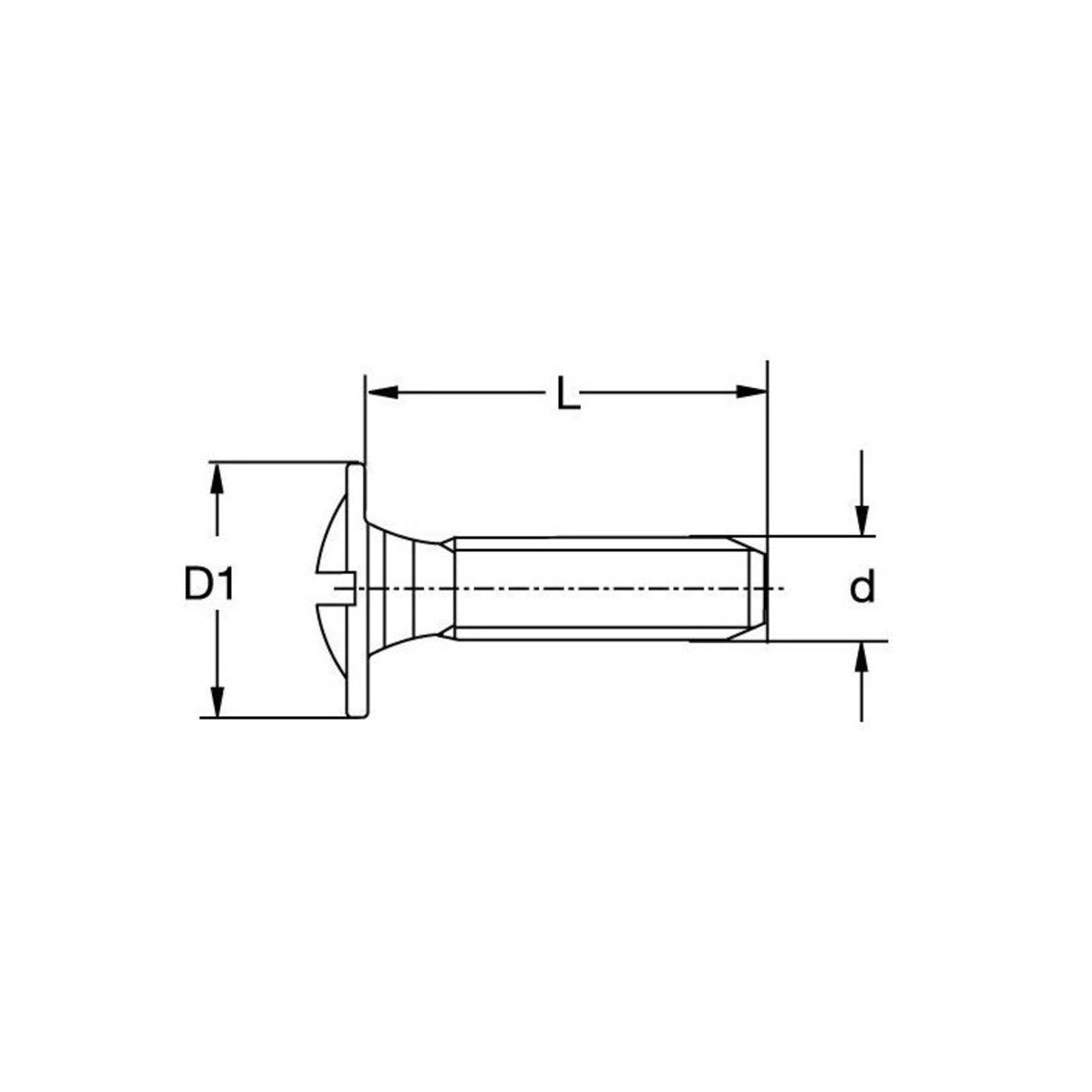 Rampa -connectinc screws type txsr M4x25mm, Steel Nickel Plated dimensions
