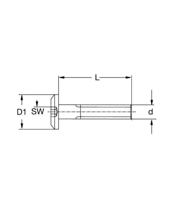 Rampa skruv Type M8x25mm Svart dimensions